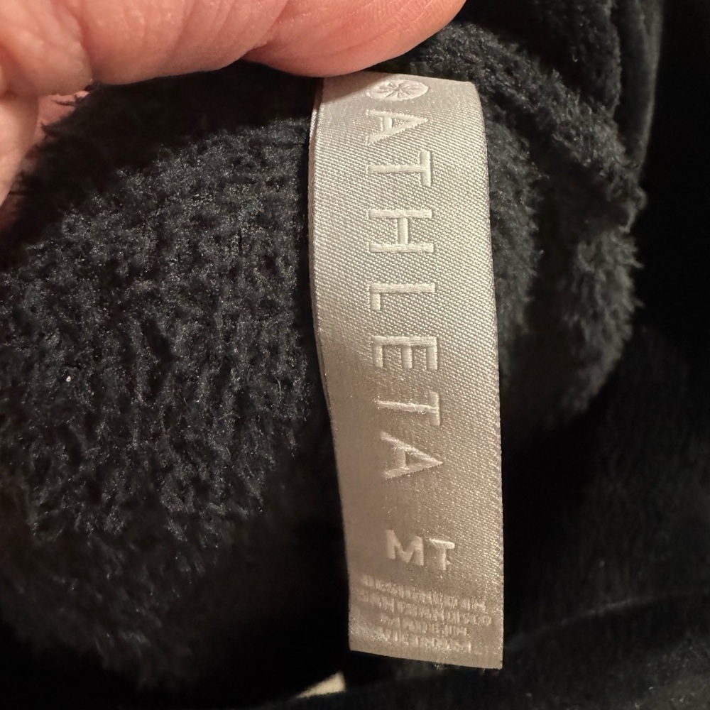 Athleta Double Cozy Karma Funnel Neck Sweatshirt Black Size M Super Soft - Picture 2 of 4